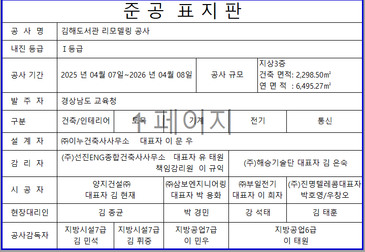 준공표지판 견적